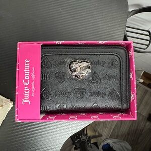 Juicy Couture Black Wallet with Silver Heart Accent